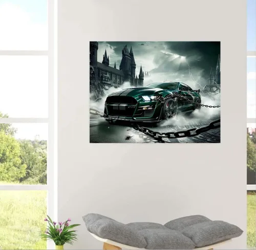 Vista 4 de MaiYiYi - Kit de pintura de diamantes de carreras del infierno, taladro redondo completo 5D, pintura de diamantes para automóvil deportivo, pintura