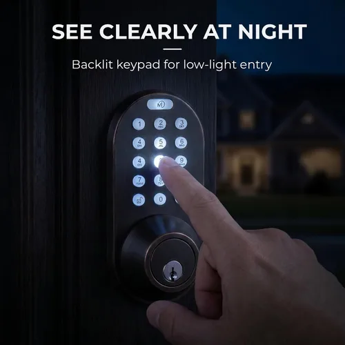 Vista 8 de Cerradura de Puerta con Teclado de Entrada sin Llave - Cerrojo Electrónico Digital Inteligente Mejorado con Código para Puertas Principales