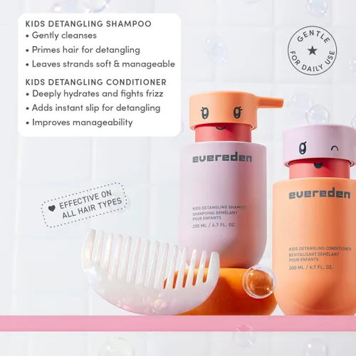 Vista 7 de Evereden Kids Routine Bundle - Champú y acondicionador desenredante + lavado facial multivitamínico y crema facial para niños de 3 años en adelante