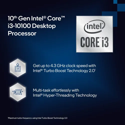 Vista 9 de Intel Core i3-10100 Procesador de escritorio 4 núcleos hasta 4.3 GHz LGA1200 (chipset Intel serie 400) 65W, número de modelo: BX8070110100