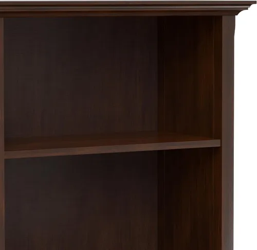 Vista 9 de SIMPLIHOME Amherst - Librero de 70 pulgadas de alto con 5 estantes de madera maciza en color marrón rústico, almacenamiento transicional para sala