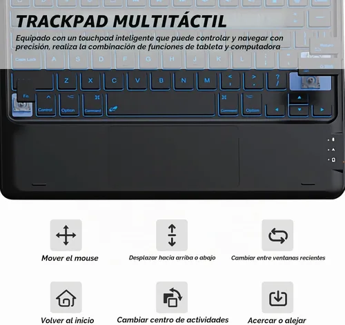 Vista 4 de Funda de teclado retroiluminada con panel táctil para Honor Pad 8 de 12 pulgadas 2022 (HEY-W09), funda inteligente liviana y delgada con soporte