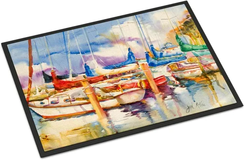 Vista 204 de Caroline's Treasures JMK1017JMAT - Tapete de caza de rana garza azul, 24 x 36 pulgadas, tapete para puerta delantera, interior y exterior