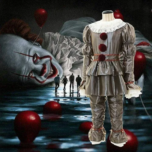 Vista 6 de Halloween Cosplay IT 2 Chapter Clown Outfit Deluxe Movie Costume Silver