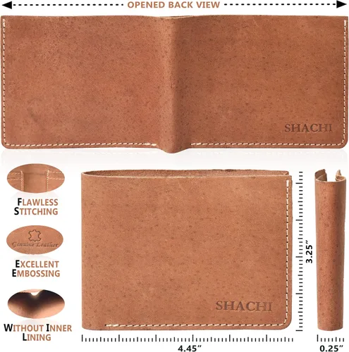 Vista 2 de Billetera de cuero para hombre, bolsillo frontal delgado y plegable con 4 ranuras para tarjetas y 1 compartimento, soporte para tarjetas múltiples