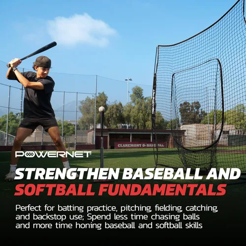 Vista 4 de PowerNet Baseball Softball Practice Net 7x7 with Baseball Accessories for Practice Pitching, Batting & Fielding, Ball Caddy, Weighted Baseballs, Tee