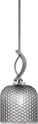 Vista 149 de Toltec Lighting Cavella Stem Colgado Mini colgante, acabado grafito, vidrio de muselina blanca de 4 pulgadas