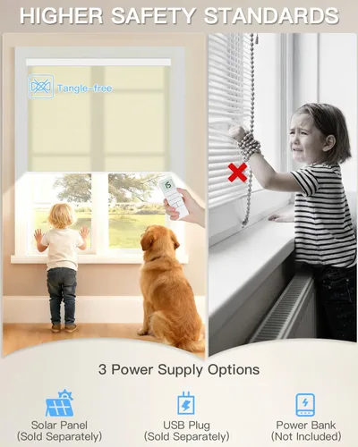 Vista 4 de Tokblind Persianas enrollables motorizadas de filtrado de luz con control remoto, persianas inteligentes para ventanas compatibles con Alexa Google