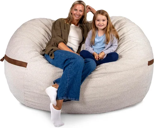 Vista 33 de Big Joe Fuf Silla Puf de Espuma de 5 Pies de Tamaño Extra Grande con Funda Extraíble para Niños, Adolescentes, Adultos, Onyx Lenox, Poliéster Tejido