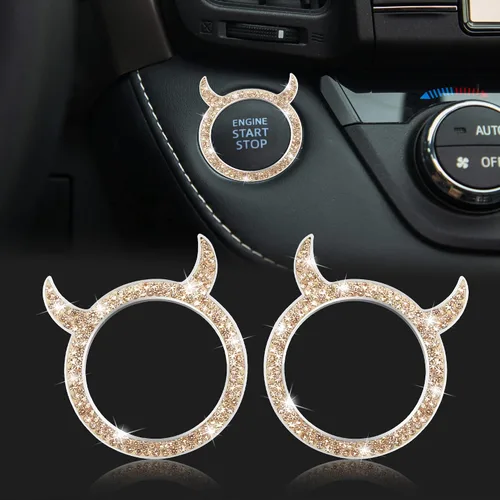 Vista 15 de WINKA Bling Cubierta del Botón de Arranque del Motor del Coche Universal Push Start Stop Trim Anillo de Encendido Tapa Decoraciones 2 piezas