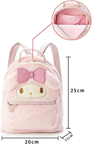 Vista 2 de XFKK Bolsa de peluche de dibujos animados, mochila escolar para mujeres y niñas, mochila de regalo (blanco), talla única, Rosado, Viajar