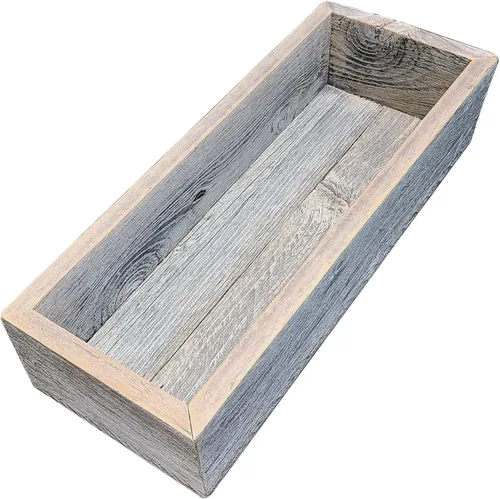 Vista 2 de Rockin' Wood Caja de madera rústica para centro de mesa fabricada en los Estados Unidos con madera de granero recuperada real, centro de mesa