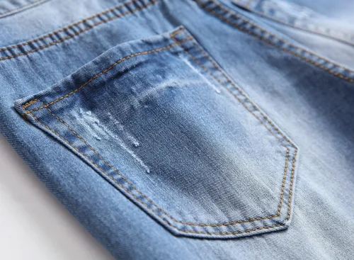 Vista 5 de Fredd Marshall - Pantalones de mezclilla ajustados para hombres, son elásticos y de diseño rasgado