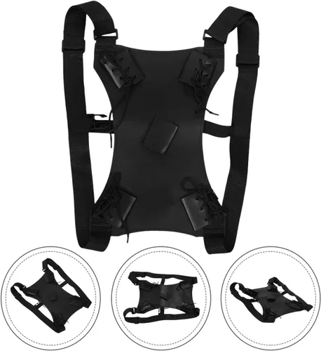 Vista 6 de Bolsa de cuero con espalda ninja, doble espadas, funda de transporte, correa para el hombro, arnés de Halloween Cosplay Prop