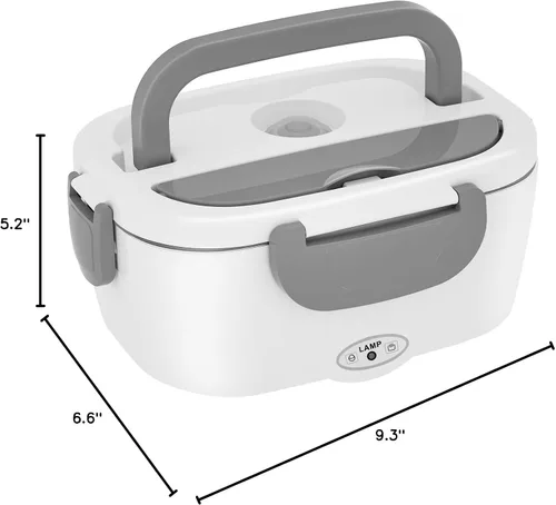 Vista 10 de Vingud Lonchera eléctrica inalámbrica para adultos, lonchera térmica recargable de 1.8 L, calentador de alimentos, lonchera portátil autocalentable