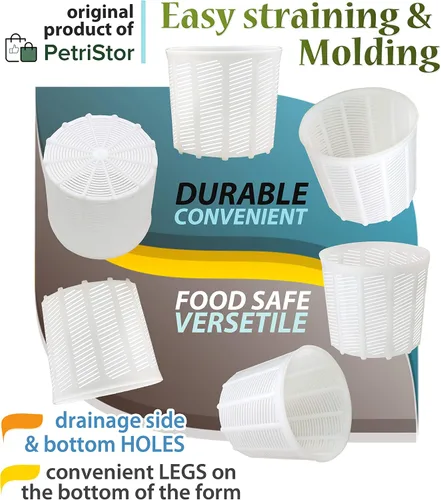 Vista 6 de PetriStor Molde de queso suave para hacer queso de 1.85 cuartos de galón, molde para hacer queso, molde en forma de queso crema, suministros caseros