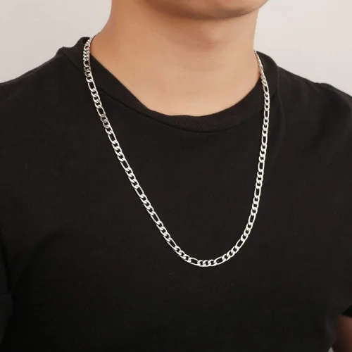 Vista 6 de WELRDFG WADSNHY Men Chain Jewelry 5mm6mm7mm Wide Stainless Steel Snake chain 18K Gold Plated Figaro Chain Set