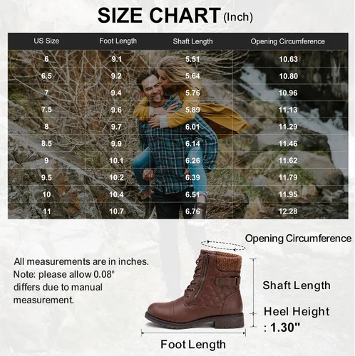 Vista 7 de Vepose Women's Combat Ankle Boots Lace up Comfortable Short Booties Low Heel