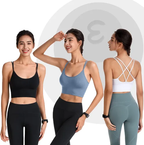 Vista 2 de Evercute - Brasier deportivo con relleno y espalda cruzada brasier con tirantes delgados y cruzados brasier para entrenamiento de yoga entrenamiento