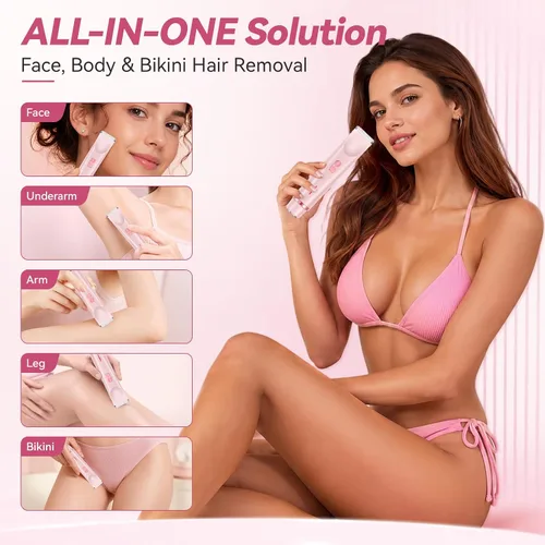 Vista 3 de Recortadora de bikini 2 en 1 para mujer, afeitadora de bikini de doble cabeza, afeitadora corporal inalámbrica, maquinilla de afeitar eléctrica