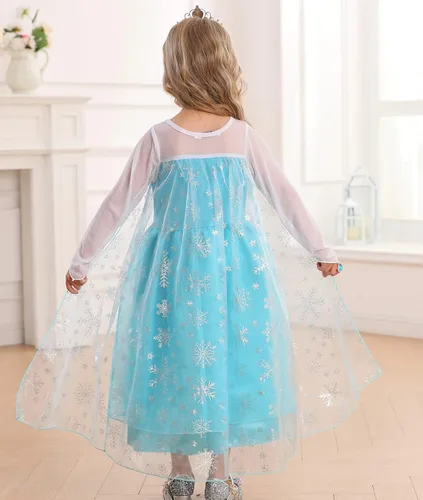 Vista 3 de Little Girls Princess Costume Blue Cosplay Dress up for Halloween Party with Accessories Blue