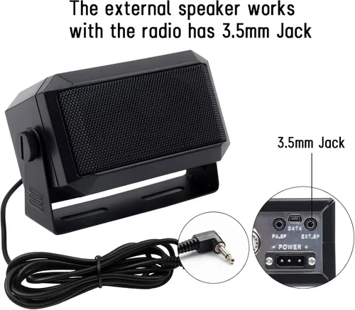 Vista 5 de Altavoz rectangular de comunicaciones externas para radioaficionado o CB y escáneres, 5 vatios, color negro