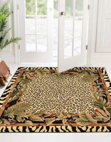 Vista 14 de Unique Loom Wildlife Collection - Alfombra de área inspirada en animales con bordes de guepardo, 3 pies 3 pulgadas x 5 pies 3 pulgadas, marfil/negro