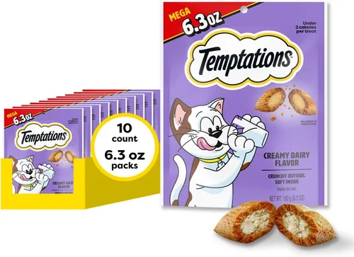 Vista 13 de Golosinas Temptations clásicas para gatos, empaque múltiple Under 2 calories per treat, 100% complete & balanced for adult cats, resealable