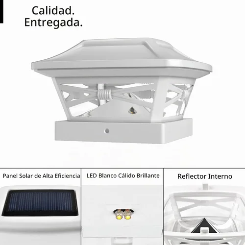 Vista 2 de Davinci Lighting Renaissance Luces Solares para Tapas de Postes Exteriores - Incluye Bases para Postes 4x4 5x5 6x6 - Luz LED Brillante - Blanco