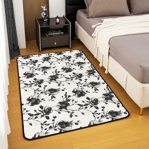 Vista 4 de jejeloiu Groovy Flower Area Rug 3x5 Retro Floral Boho Living Room Rugs for Bedroom 70S Hippie Groovy Flowers Bohemian Decor Carpet Psychedelic Beige