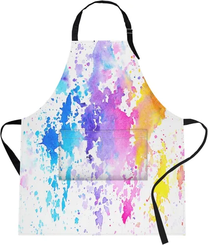 Vista 17 de Britimes Delantal de cocina para el hogar, cocina, horneado, jardinería, para mujeres y hombres, con bolsillos, beige, abstracto, textura