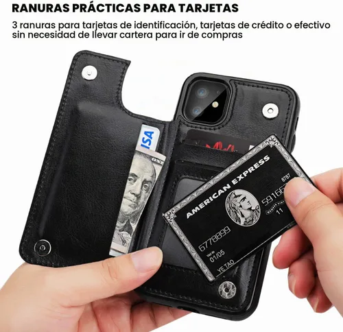 Vista 4 de ONETOP Funda tipo cartera para iPhone 11 con tarjetero de crédito, color Negro