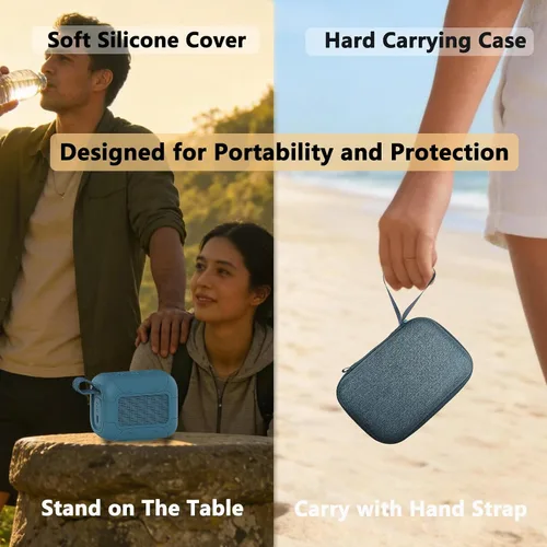 Vista 6 de Funda protectora para altavoz Bluetooth portátil JBL Go 5 Estuche azul
