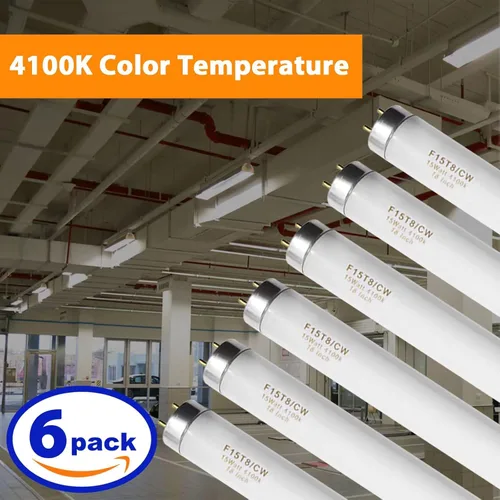 Vista 5 de Konideke Bombilla fluorescente F15T8/CW T8 de 15 W de 18 pulgadas, color blanco frío, bombilla de repuesto F15T8/SP41 para garaje, oficina, cocina