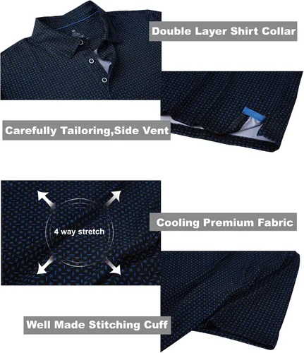 Vista 5 de Camisas de golf para hombre, secado rápido, manga corta, estampado de manga corta, que absorbe la humedad