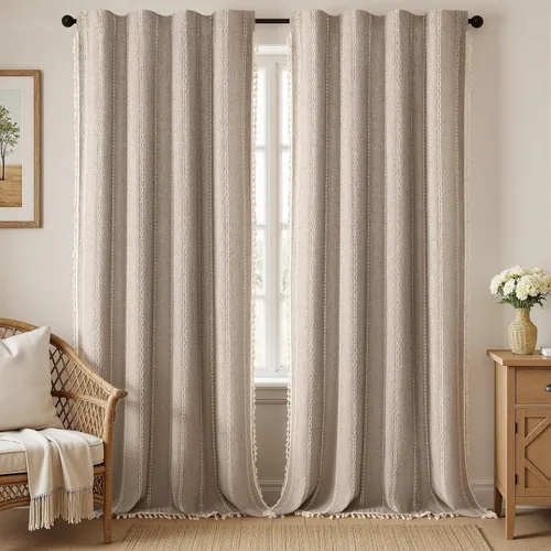 Vista 72 de Cortinas opacas estilo bohemio verde salvia de 96 pulgadas, 2