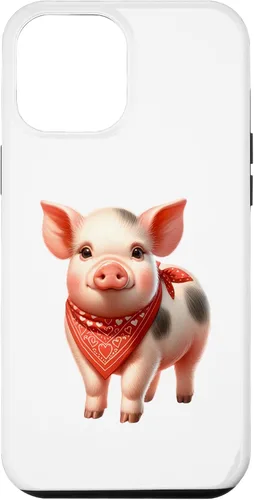Vista 6 de iPhone 15 Cute Animal With Red Bandana - Nice Pig Lover Case