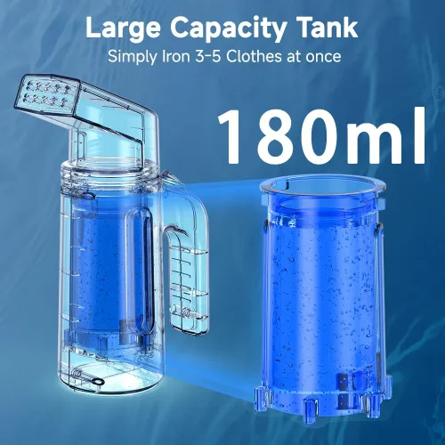 Vista 3 de Vaporizador para Ropa 700W, Vaporizador de Doble Fila, Tanque de Agua de Gran Capacidad de 180ML, Vaporizador de Ropa de Calentamiento Rápido de 40S