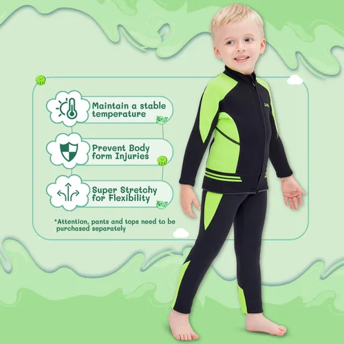 Vista 2 de GoldFin Chaquetas de neopreno para niños, 0.079 pulgadas (0.079 in) para niñas y niños, de neopreno, manga larga, para mantener el calor