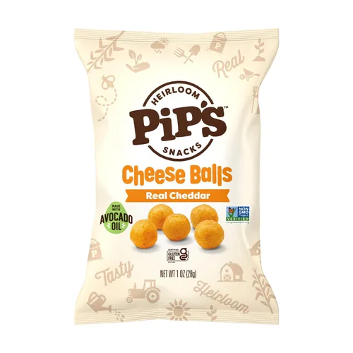 Vista 3 de Bolas de Queso Cheddar de Heirloom Pip's Snacks - Cheddar 1oz 24 unidades - Aperitivos Saludables, Aperitivos Sin Gluten, Paquetes de Aperitivos