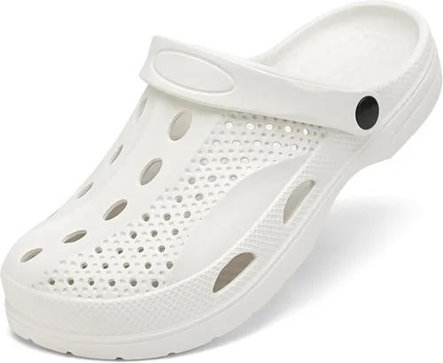 Vista 13 de SOSOWHLTE - Zueco con soporte de arco para hombre y mujer, zapatos de jardín unisex cómodos sin cordones, pantuflas informales para exteriores