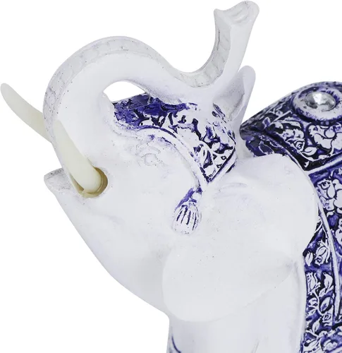 Vista 6 de Estatua de elefante azul auspicioso de buena suerte Feng Shui, símbolo de riqueza de elefante, decoración adecuada para estantería, escritorio, sala