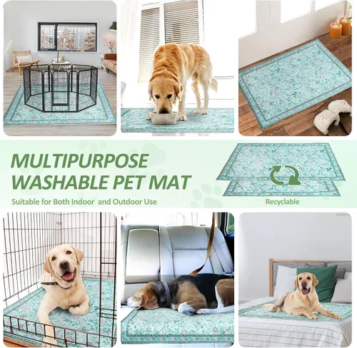 Vista 6 de Almohadillas lavables para orina para perros, paquete de 2 almohadillas reutilizables súper absorbentes para cachorros con patrones de flores