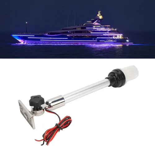 Vista 4 de Luz LED plegable de popa de barco de 12 pulgadas, IP66 impermeable, varilla de aluminio, 3 millas náuticas Bimini luces superiores, base de acero