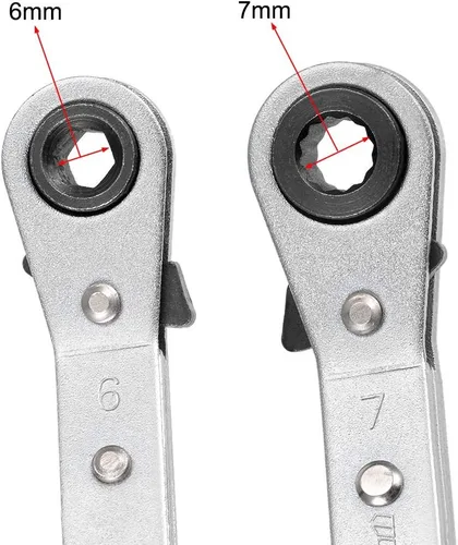 Vista 3 de uxcell Llave de trinquete reversible, extremo de caja doble de desplazamiento de 0.236 in x 0.276 in, Cr-V