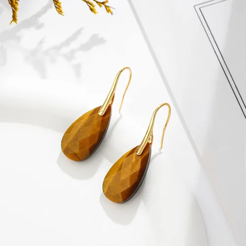 Vista 3 de Plumiss Aretes de piedra natural para mujer, con piedras curativas, hipoalergénicas, ligeros, colgantes de múltiples estilos, joyería para regalo