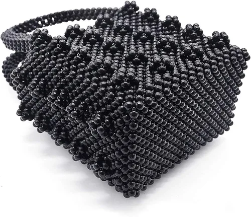 Vista 3 de Miuco Bolsos de cuentas para mujer, hechos a mano, con perlas de cristal