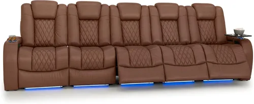 Vista 180 de Seatcraft Asiento de cine en casa Diamante Marrón Reclinable Individual