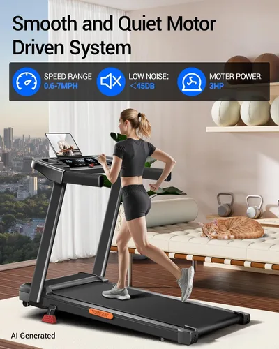 Vista 11 de Cintas de correr inclinadas 15% plegables para el hogar, 12 modos automáticos Cinta de correr con asa, cinta de correr silenciosa de 3.0 HP, tres