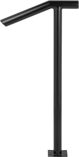 Vista 8 de Happybuy - Barandilla de acero negro de 330 libras de capacidad, barniz para hornear, escaleras de metal, pasamanos elegantes para escalones al aire